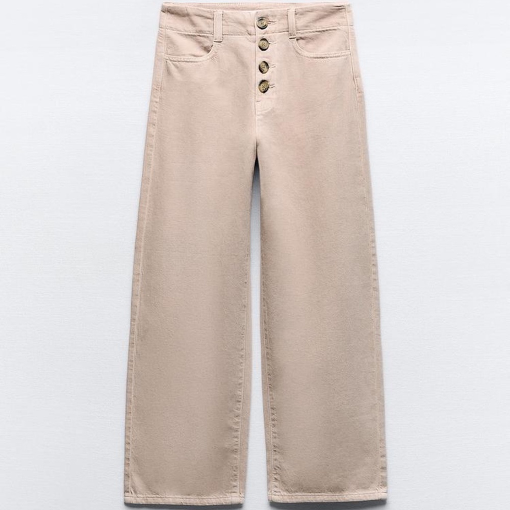 Zara High Waist Exposed Button Culote Jeans size 2